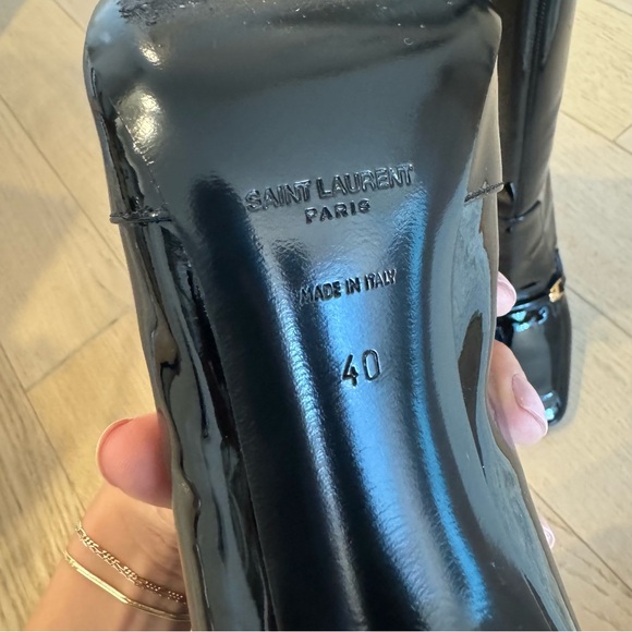Saint Laurent Lala square-toe boots Black Patent Leather boots - Picture 6 of 10